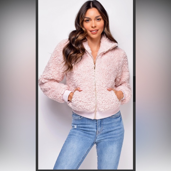 Celebrity Fashion by Hera Collection Sherpa Pink Jacket - Picture 3 of 16